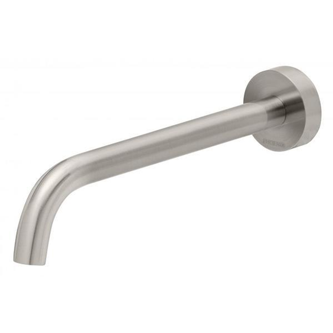 Phoenix Vivid Slimline Wall Bath Outlet 230mm Curved - Brushed Nickel