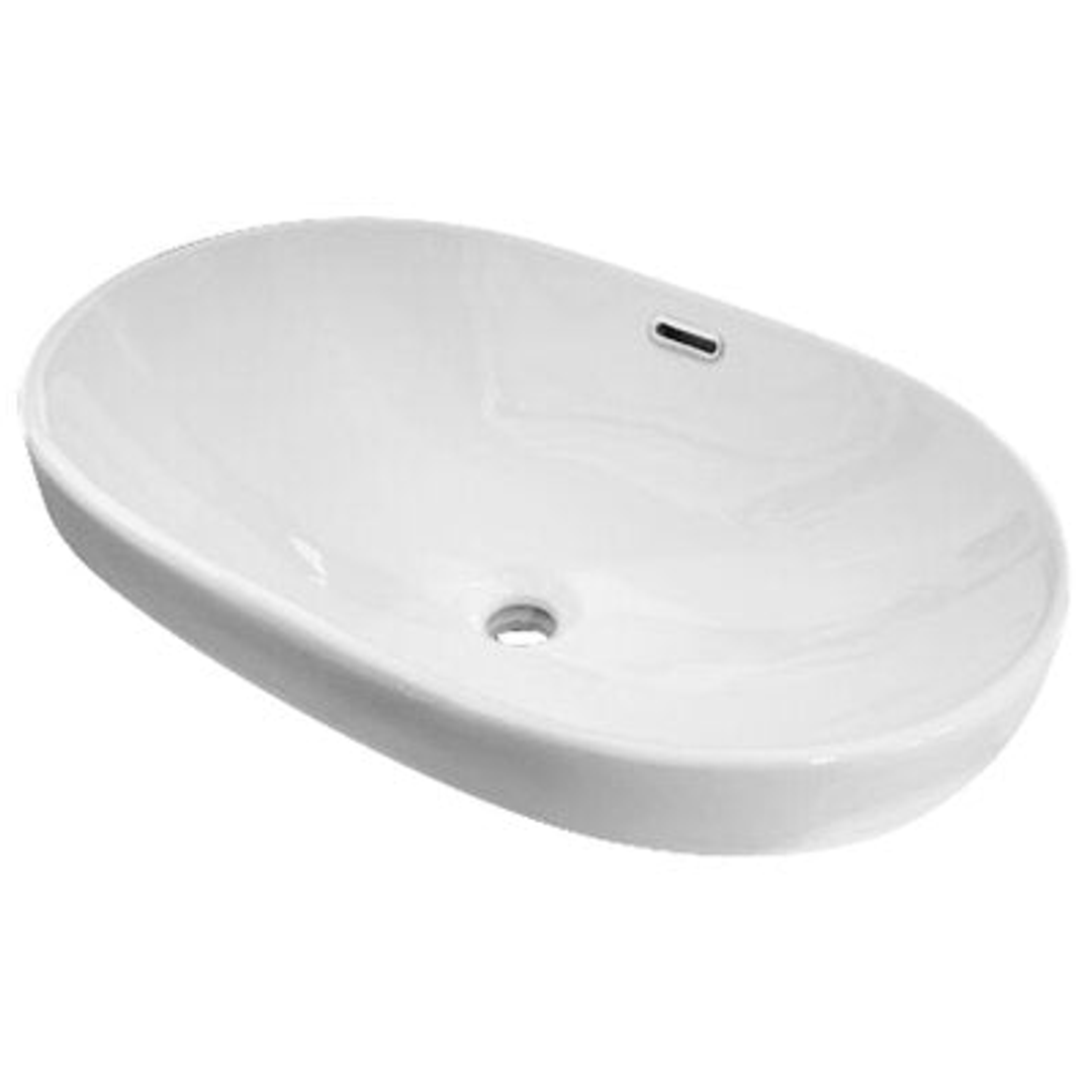 Castano Positano 600mm Inset Basin With Overflow White 600 X 400 X 180mm