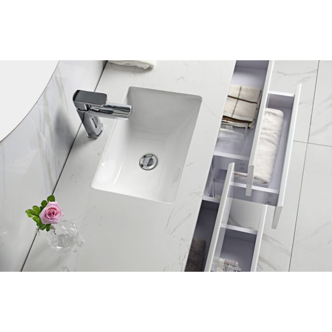 Aulic Leona 1500mm Wall-Hung Double Vanity - Snow Flat Stone Top