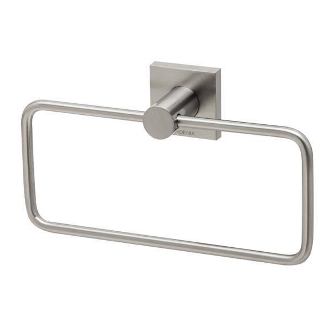 Phoenix Radii Hand Towel Holder Square Plate-Brushed Nickel