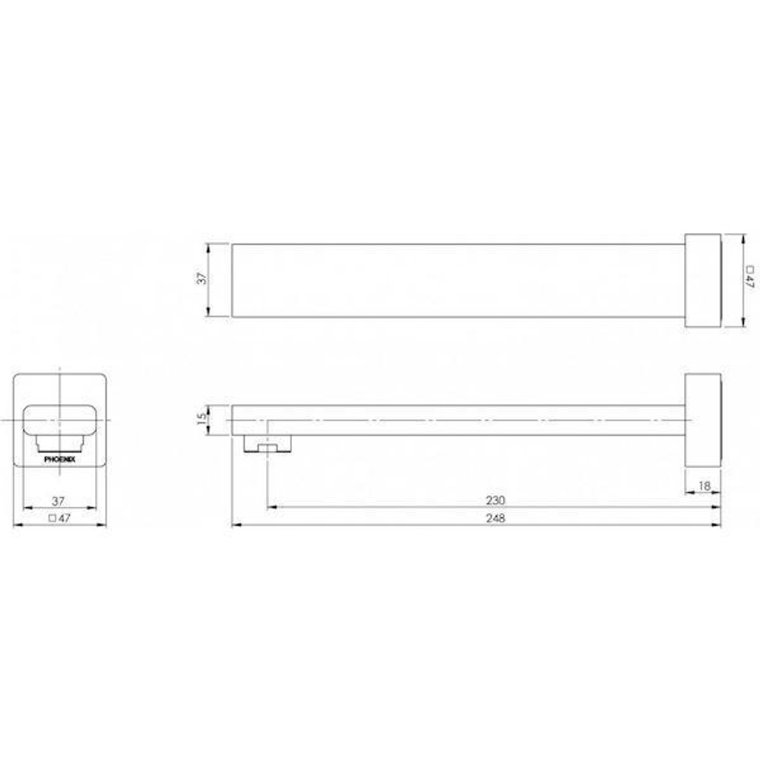 Phoenix RadII Wall Bath Outlet 280mm Chrome Ra772 Chr