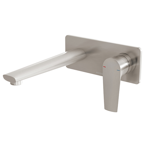 Phoenix Arlo Wall Basin/Bath Mixer Set 180mm Brushed Nickel