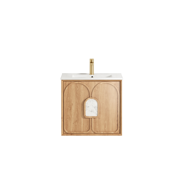 Otti Laguna Natural American Oak 600X460 Plywood Vanity With Slimline Ceramic Top