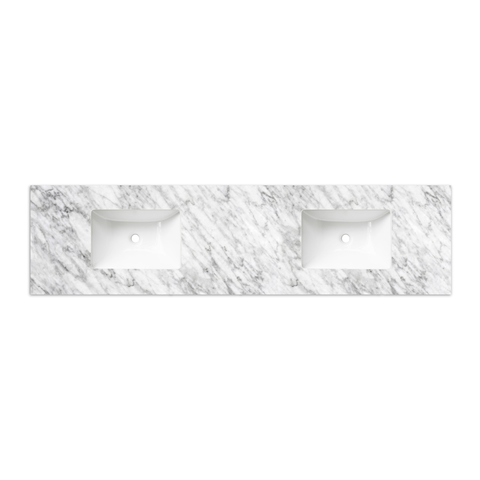 OTTI LAGUNA SATIN WHITE 1800X460 VANITY NATURAL CARRARA MARBLE TOP WITH U/MOUNT BASINS