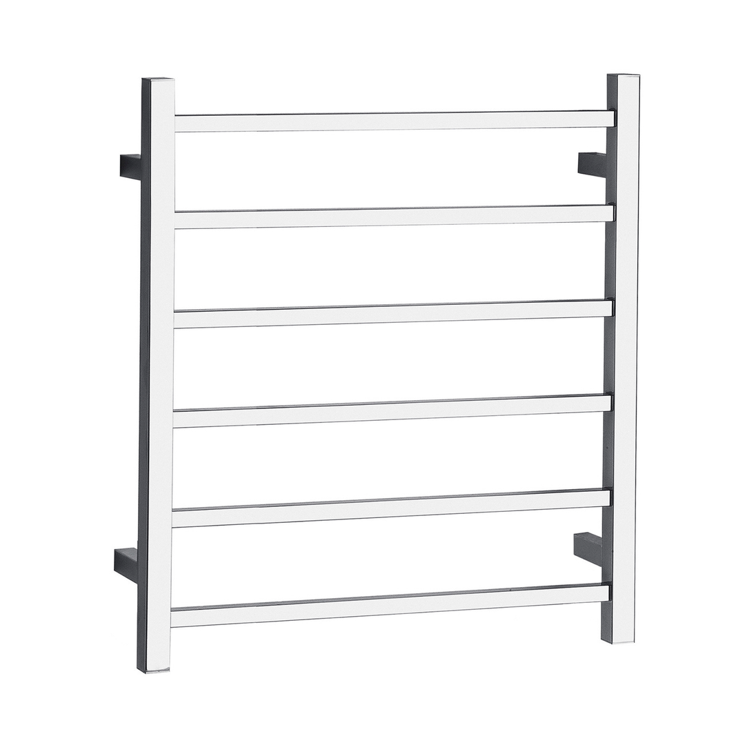 Otti Square Electric Heated Towel Rack 6 Bars Universal Inlet Stainless Steel Chrome