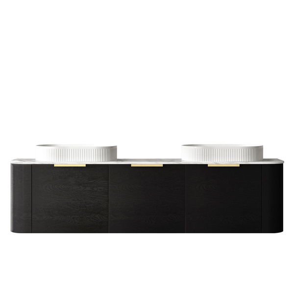Otti Bondi 1800X460X450 W/Hung Black Oak Vanity With Natural Carrara & Gold Handle