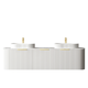 Otti Bondi 1800X460X450 Wall Hung Satin White Fluted Vanity Natural Carrara & Gold Handle