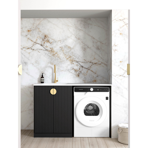 Otti Marlo Black Base Laundry Cabinet With 1300Mm Pure White Top