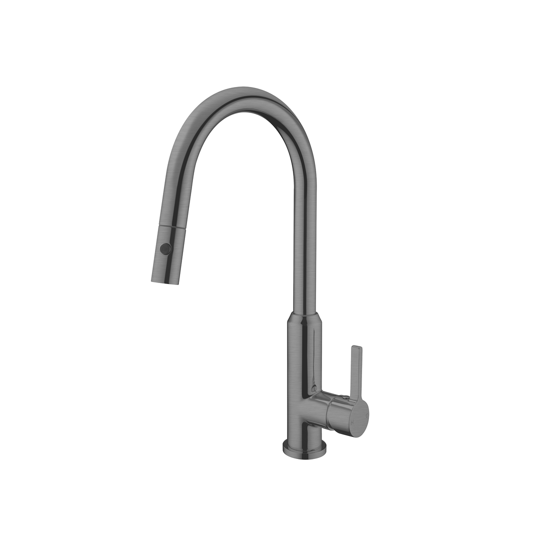 Nero Pearl Pull Out Sink Mixer With Vegie Spray Function Gun Metal