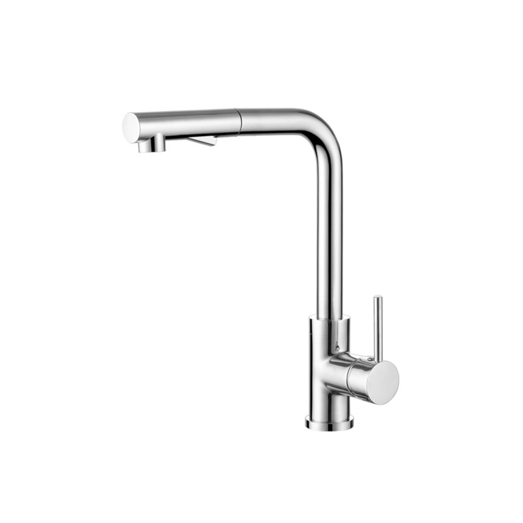 Nero Mecca Square Neck Pull Out Sink Mixer With Vegie Spray Chrome