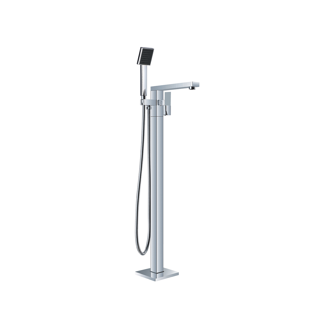 Nero Vibe Square Floormount Mixer With Handshower - Chrome