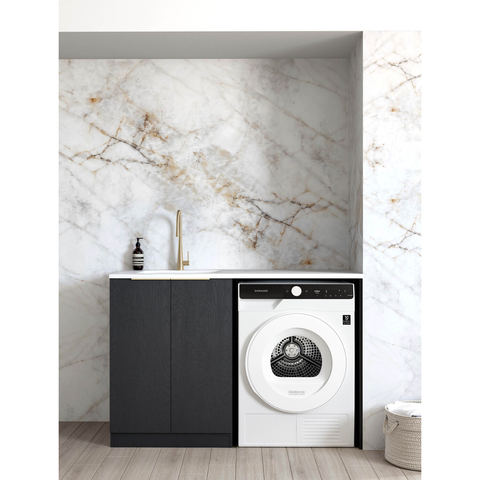 Otti Black Oak Base Laundry Cabinet With 1300Mm Pure White Top