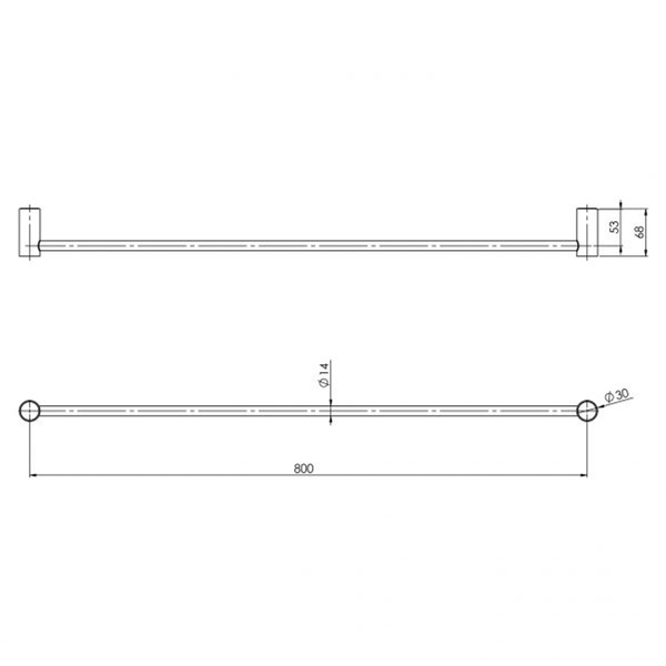 Phoenix Vivid Slimline Single Towel Rail 800mm - Brushed Nickel
