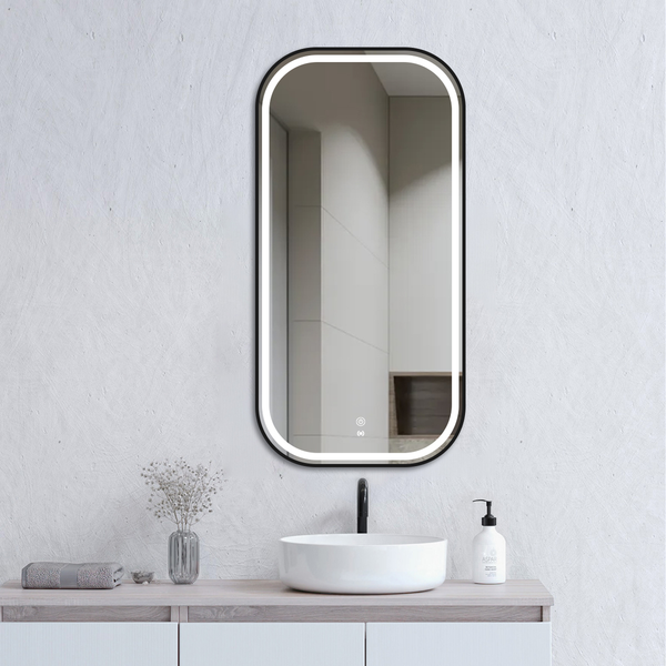OTTI NEWPORT SOFT SQUARE METAL FRAME LED MIRROR 900X450 BLACK
