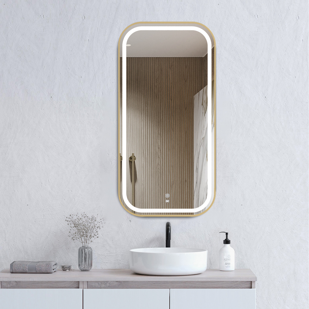 Otti Newport Soft Square Metal Frame Led Mirror 900X450 Gold