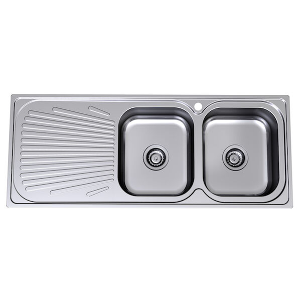 Clark Vital 1180mm Double End Bowl Sink 1129   1 Tap Hole Right