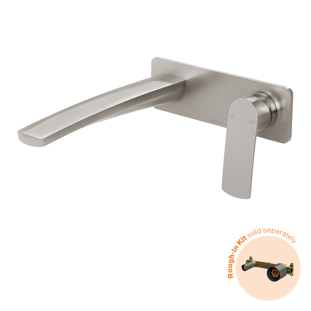 Phoenix Mekko Switchmix Wall Basin/Bath Mixer Set 200mm Fit-Off Kit - Brushed Nickel