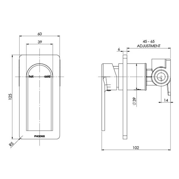 Phoenix Teel Shower/Wall Mixer Brushed Nickel