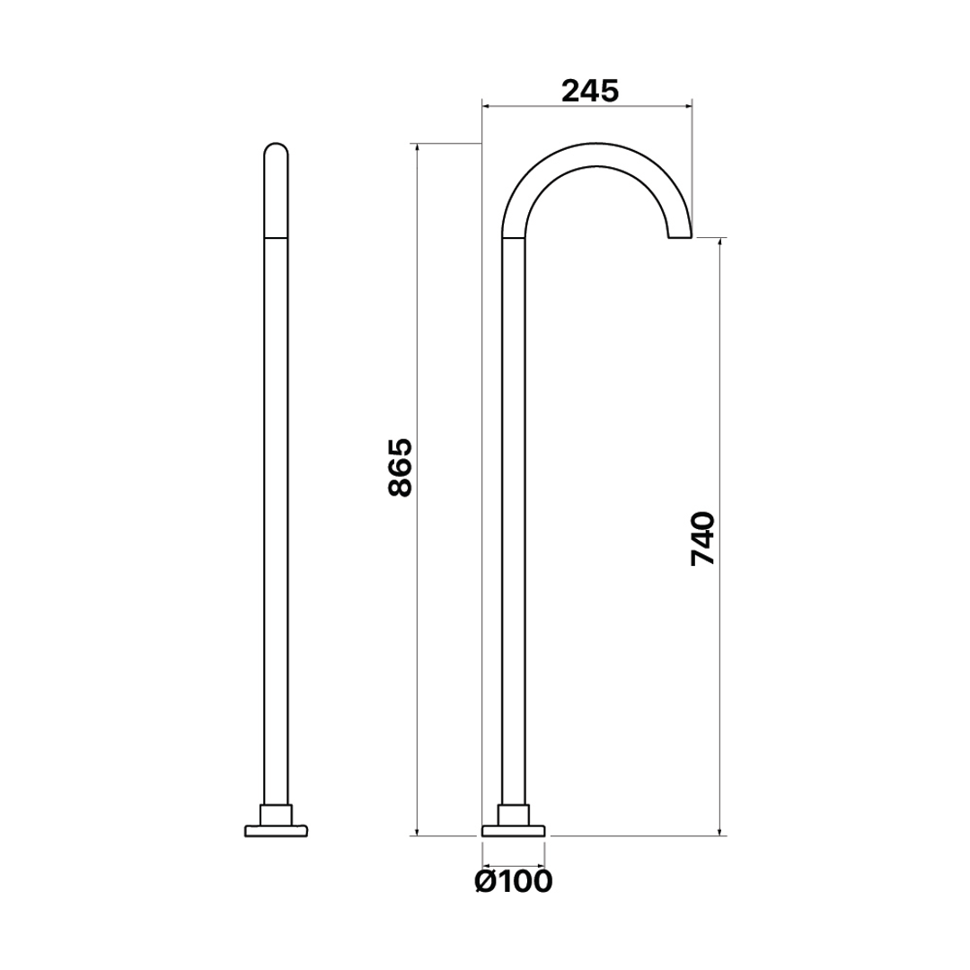 Brasshards Mixx Chai Floor Mounted Bath Spout Matt Black