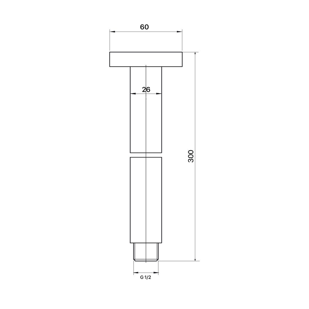 Brasshards Mixx Matcha Ceiling Arm 300Mm Brushed Nickel