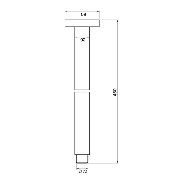 Brasshards Mixx Matcha Ceiling Arm 450Mm Brushed Bronze