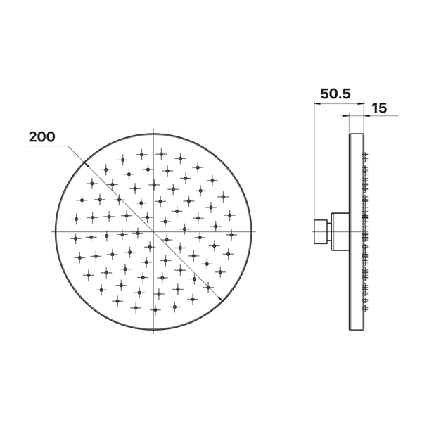 Brasshards Mixx Matcha Abs Shower Head 200Mm Matt Black