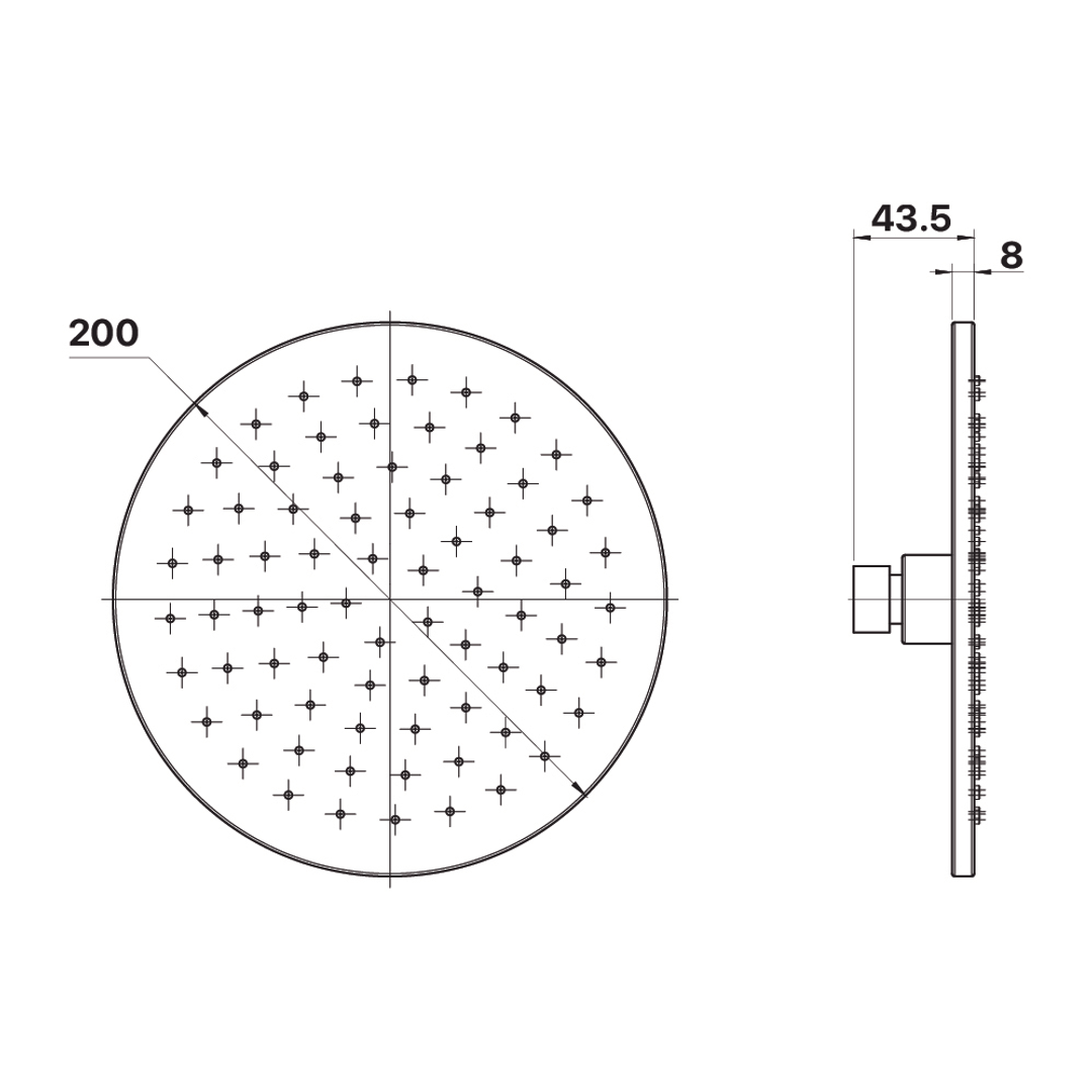 Brasshards Mixx Matcha Brass Shower Head 200Mm Chrome