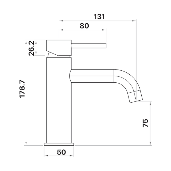 Brasshards Mixx Anise Basin Mixer Curved Spout Gun Metal Lead Free