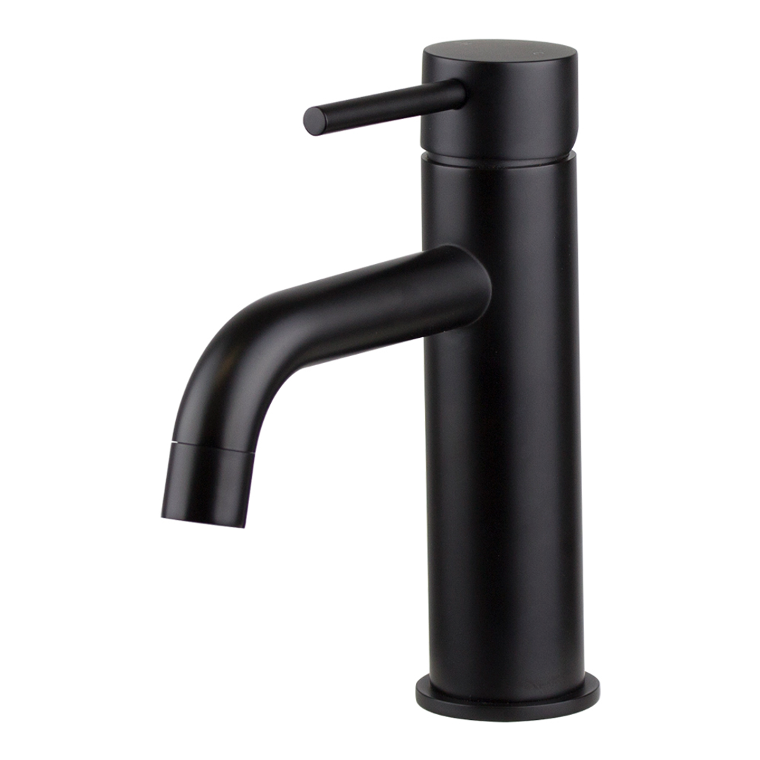 Brasshards Mixx Anise Basin Mixer Curved Spout Matt Black Lead Free