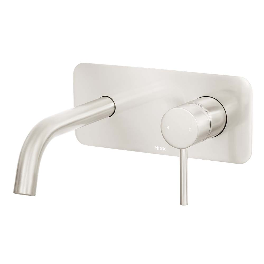 Brasshards Mixx Anise Wall Plate Mixer With 180Mm Spout Trim Kit Brushed Nickel Lead Free