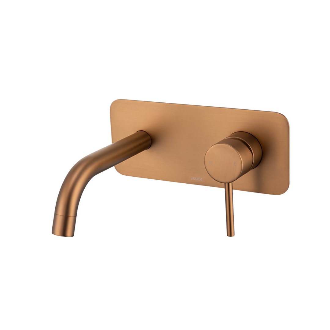 Brasshards Mixx Anise Wall Plate Mixer With 180Mm Spout Brushed Bronze Lead Free
