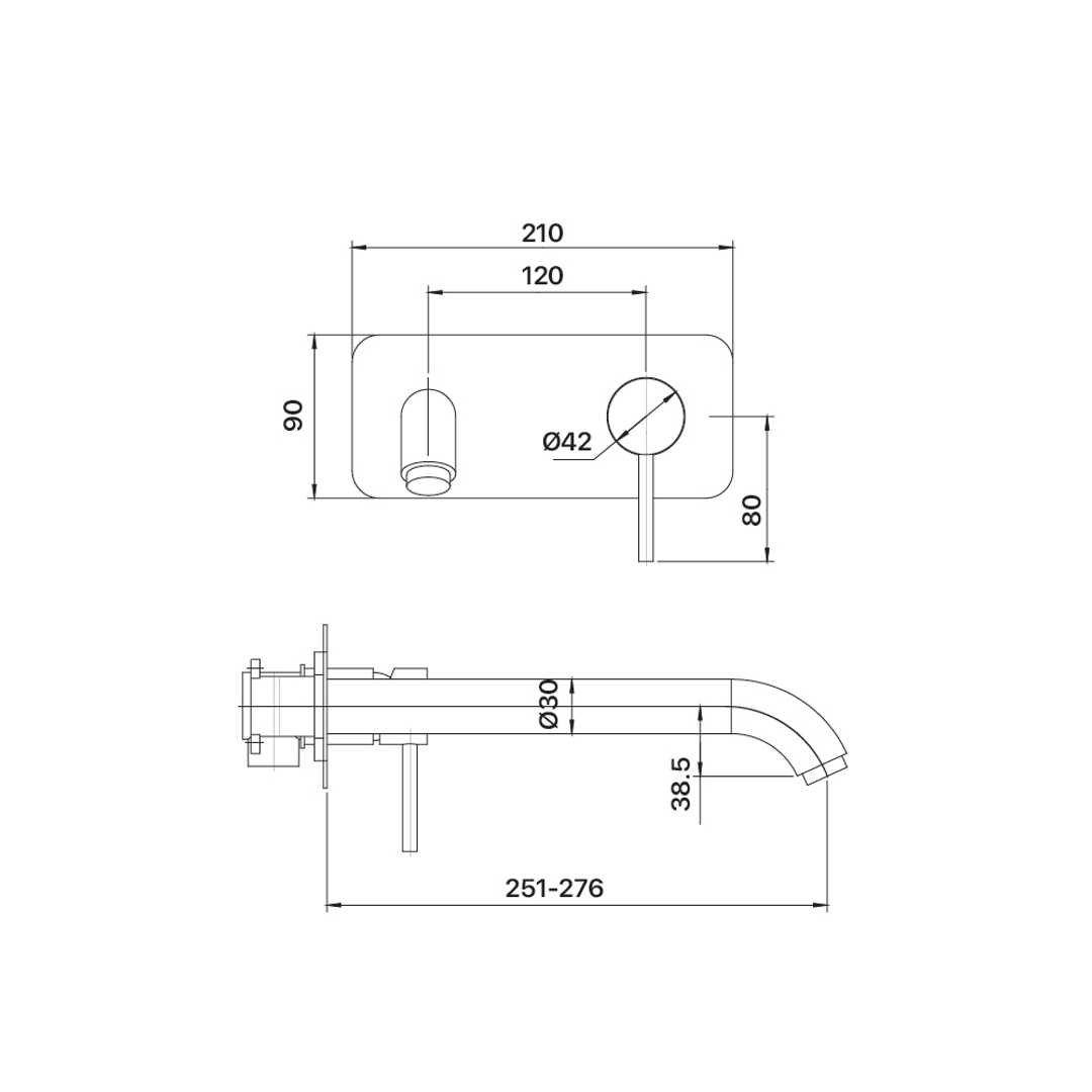 Brasshards Mixx Anise Wall Tub Mixer Trim Kit Brushed Gold Lead Free