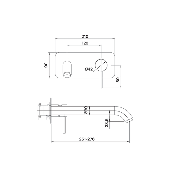 Brasshards Mixx Anise Wall Tub Mixer Matt Black Lead Free
