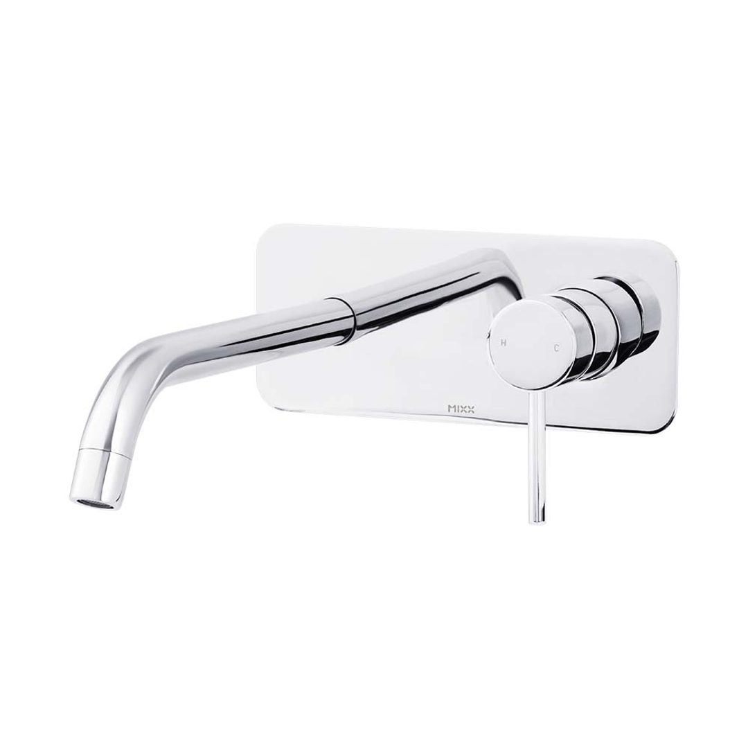 Brasshards Mixx Anise Wall Plate Mixer With 210Mm Spout Trim Kit Chrome Lead Free