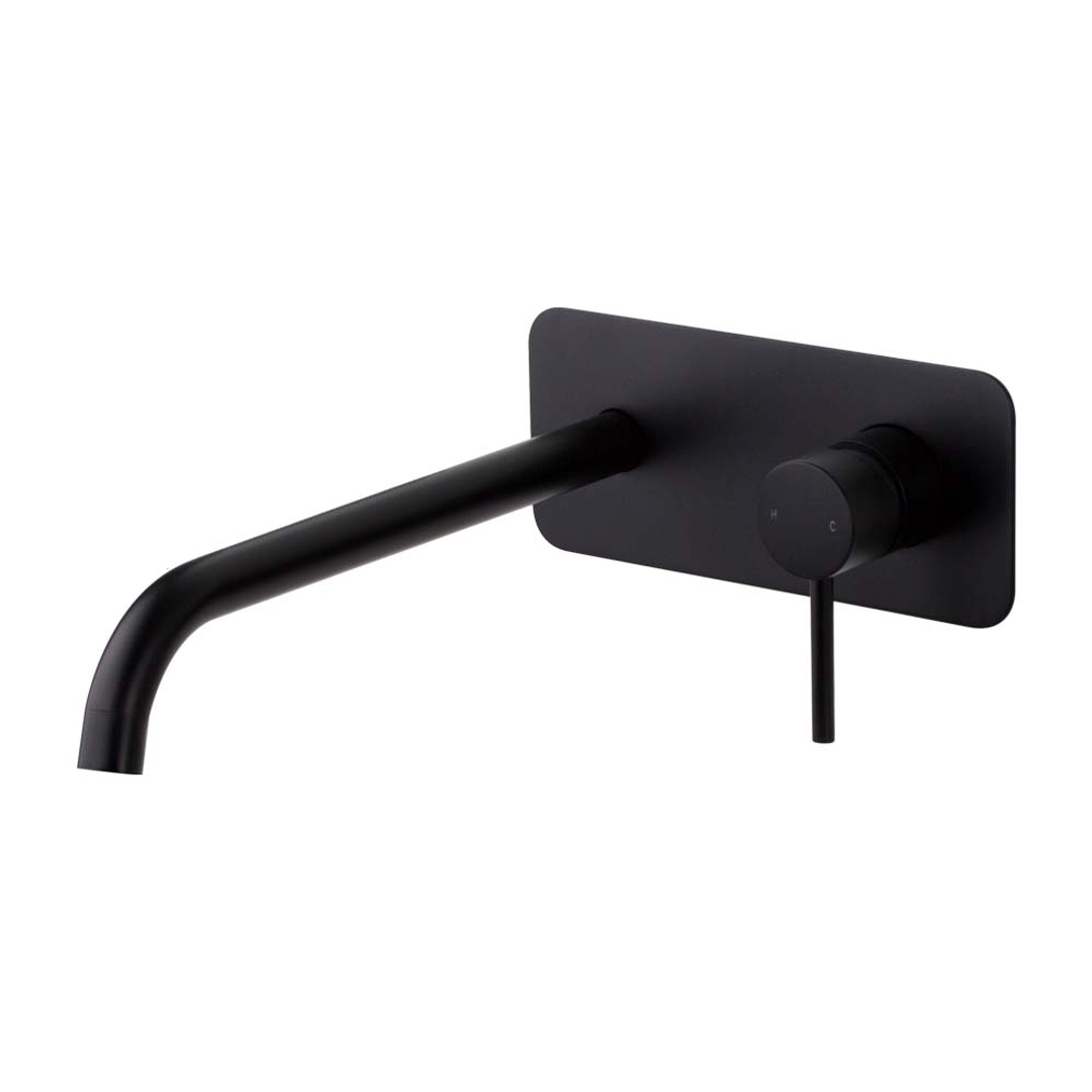 Brasshards Mixx Anise Wall Plate Mixer With 250Mm Spout Trim Kit Matt Black Lead Free