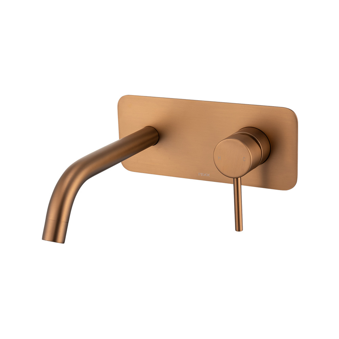 Brasshards Mixx Anise Wall Plate Mixer With 210Mm Spout Brushed Bronze Lead Free