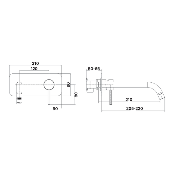 Brasshards Mixx Anise Wall Plate Mixer With 210Mm Spout Brushed Bronze Lead Free