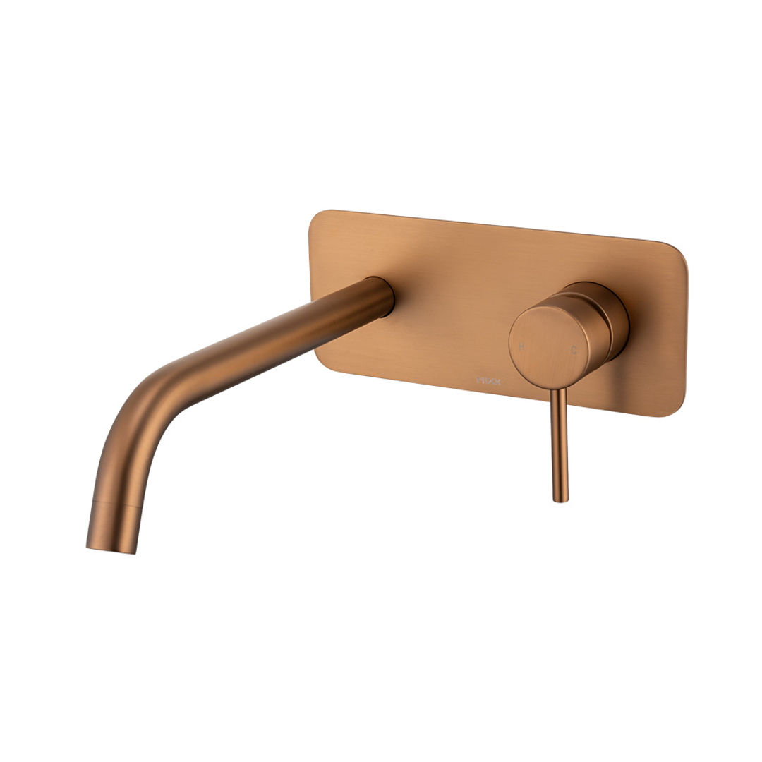 Brasshards Mixx Anise Wall Plate Mixer With 250Mm Spout Brushed Bronze Lead Free