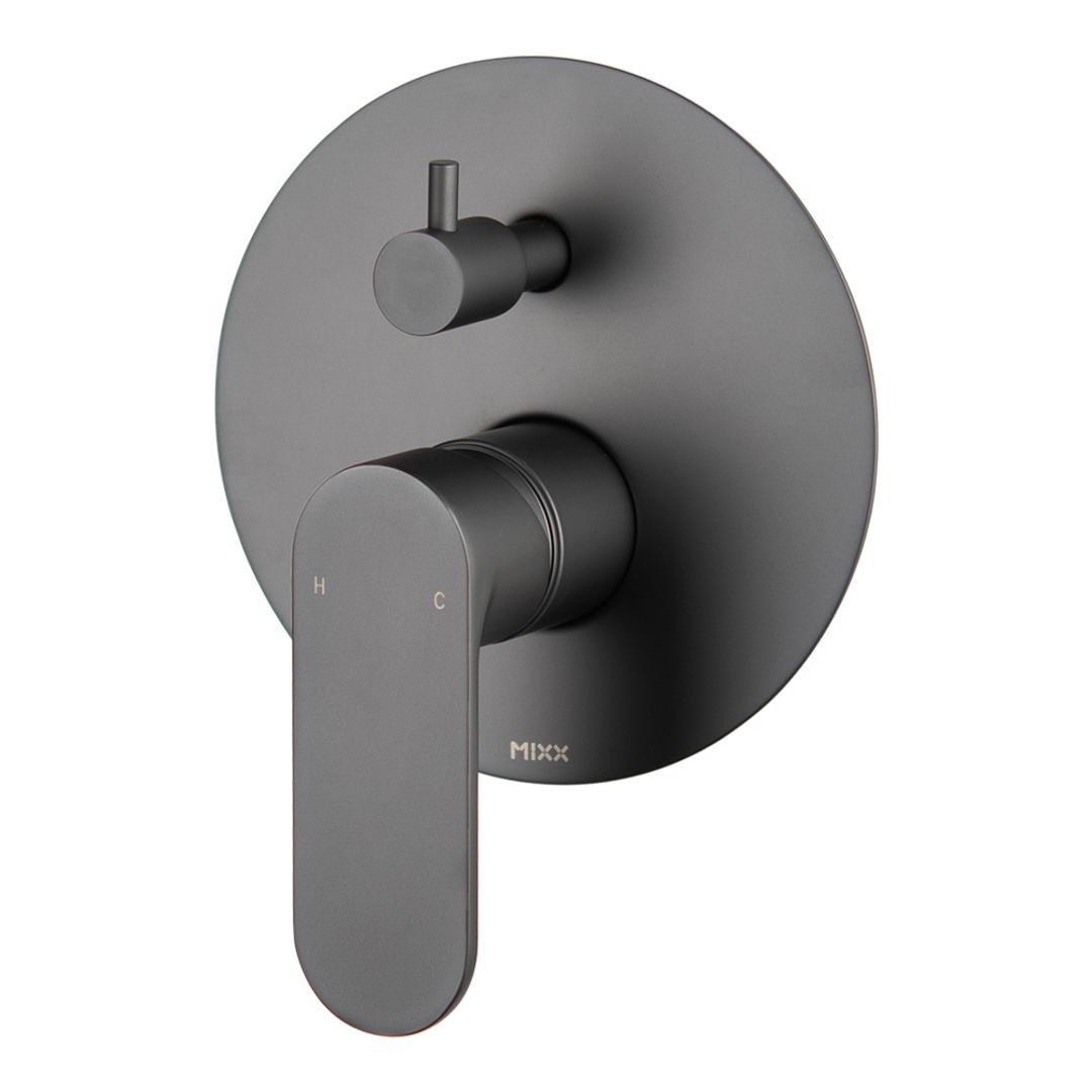 Brasshards Mixx Saffron Shower Diverter Mixer Gun Metal Lead Free