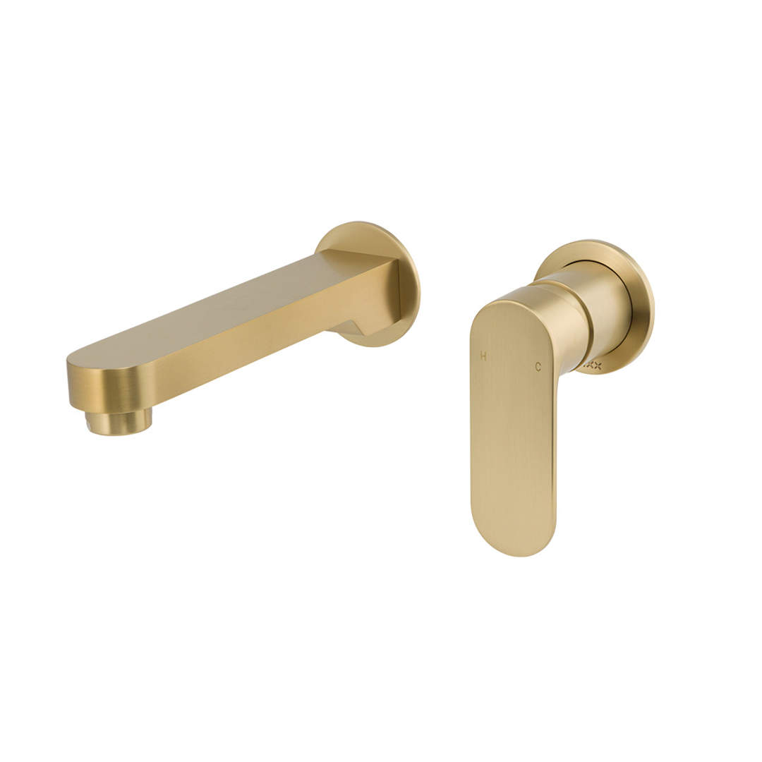 Brasshards Mixx Saffron Dual Wall Plate Mixer Trim Kit Brushed Gold Lead Free