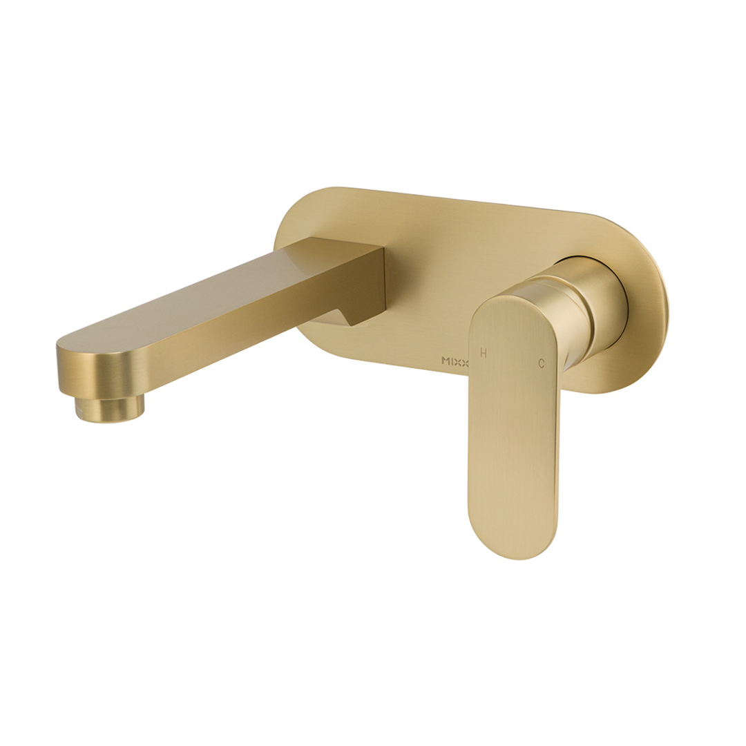 Brasshards Mixx Saffron Wall Plate Mixer Trim Kit Brushed Gold Lead Free