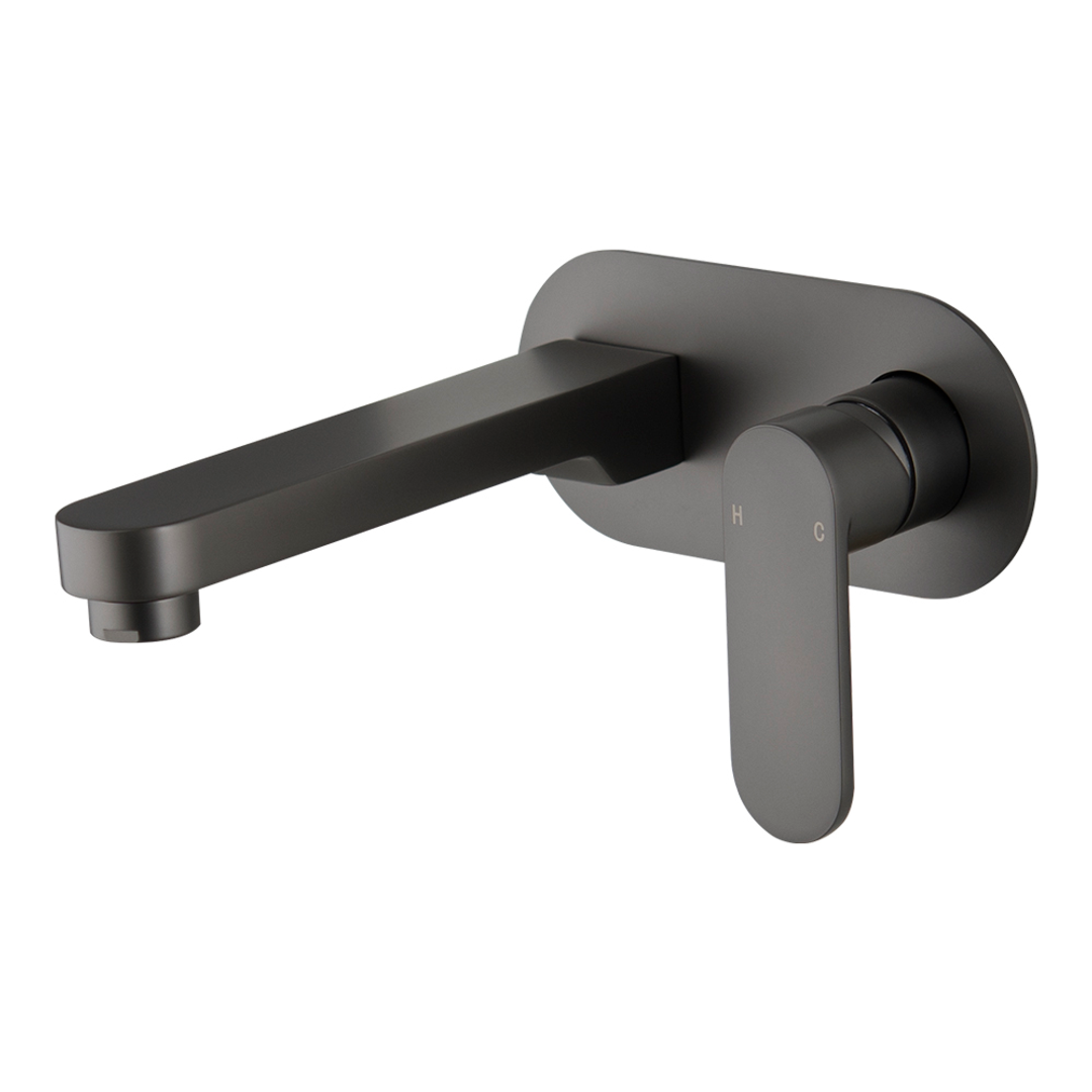 Brasshards Mixx Saffron Wall Plate Mixer Gun Metal Lead Free