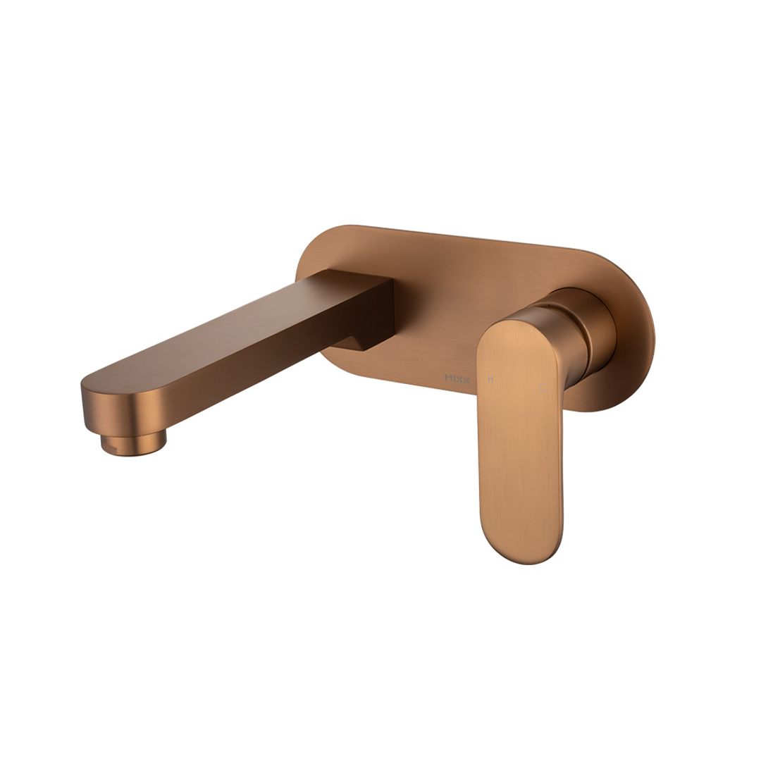 Brasshards Mixx Saffron Wall Plate Mixer Brushed Bronze Lead Free