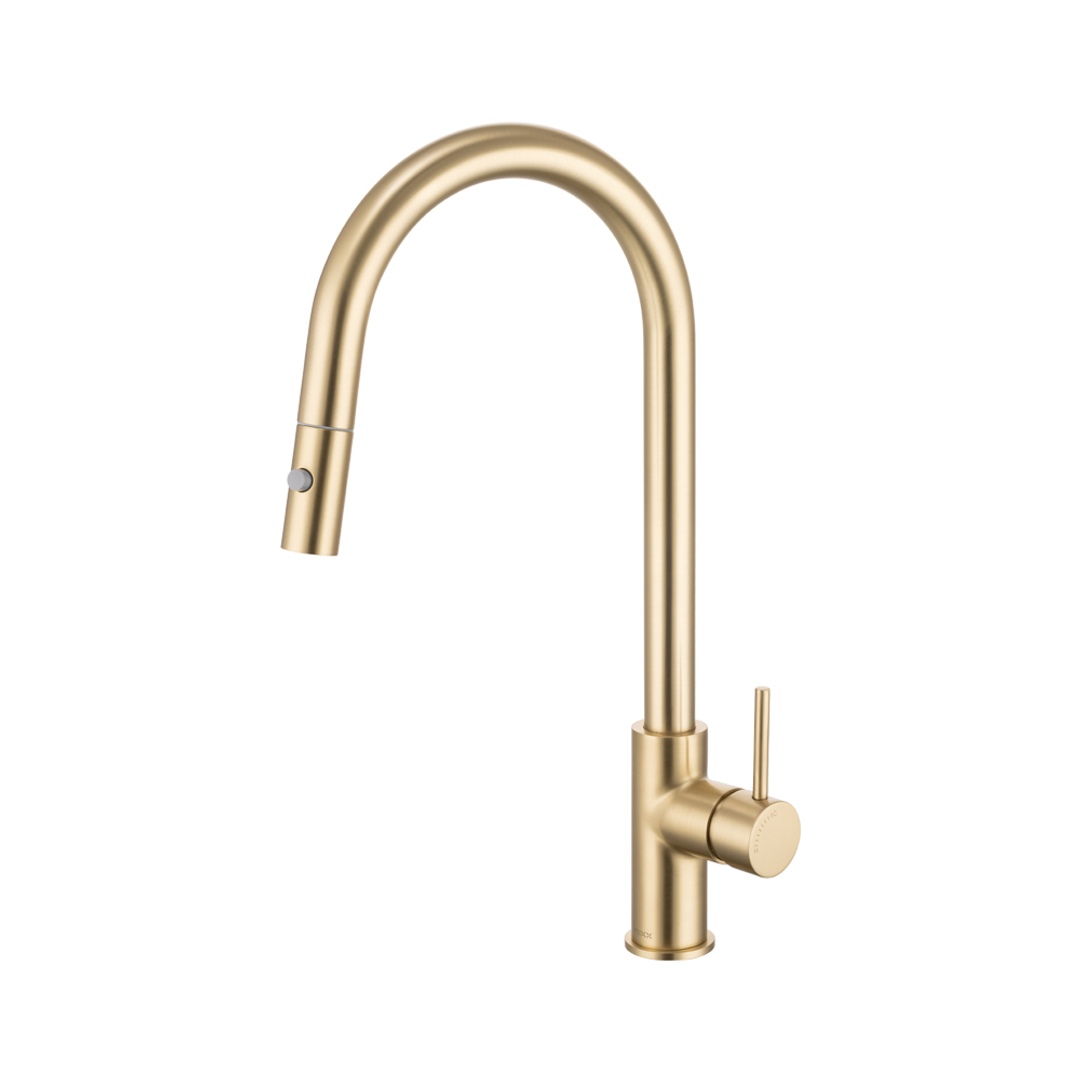 Brasshards Mixx Anise Plus Pull Out Sink Mixer Brushed Gold Lead Free