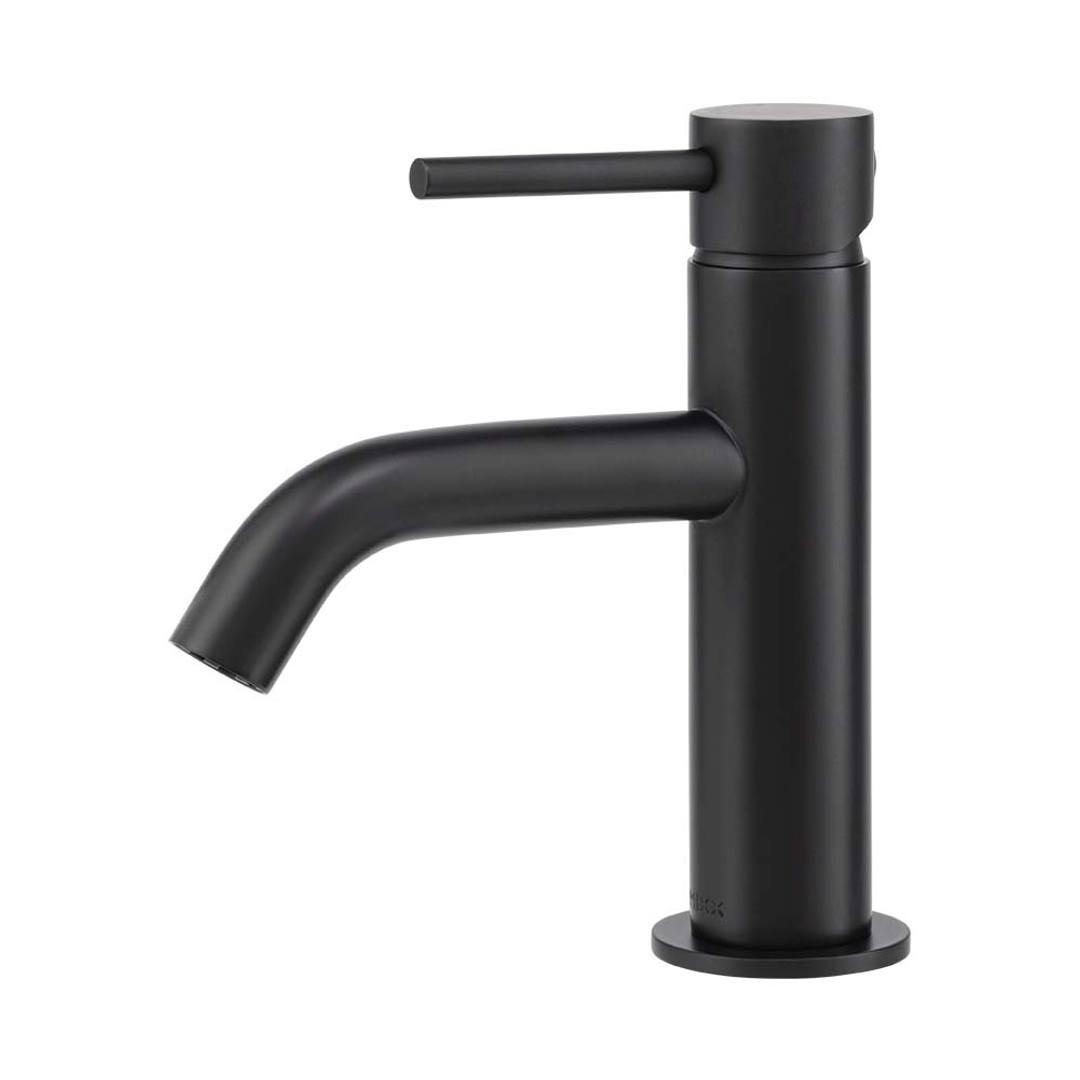 Brasshards Mixx Anise Eco Basin Mixer Curved Spout Matt Black Lead Free