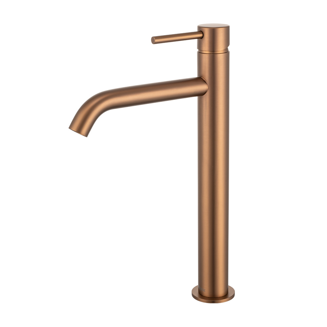 Brasshards Mixx Anise Eco Tower Vessel Mixer Curved Spout Brushed Bronze Lead Free