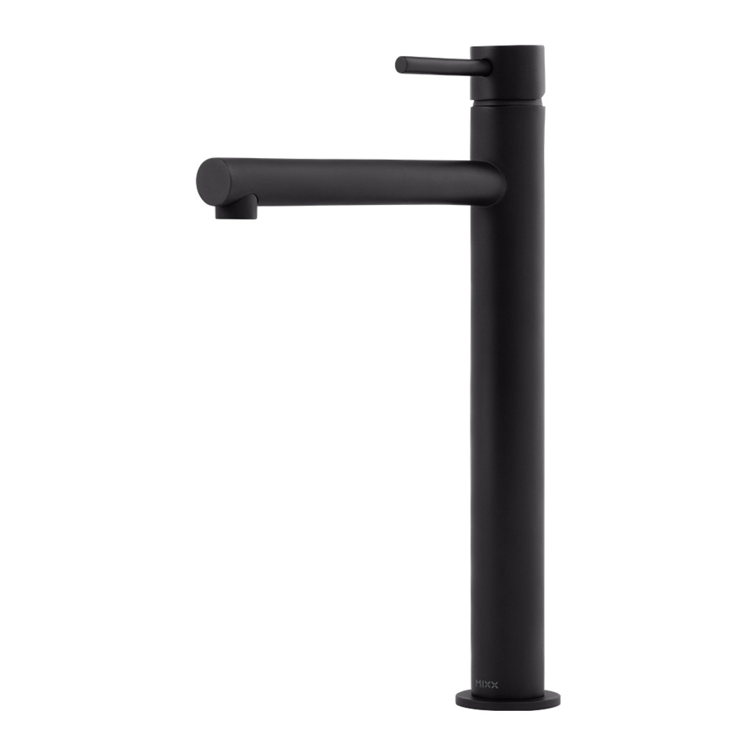 Brasshards Mixx Anise Eco Tower Vessel Mixer Straight Spout Matt Black Lead Free
