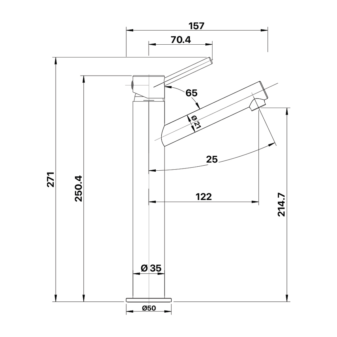 Brasshards Mixx Anise Eco Tower Vessel Mixer Upswept Spout Brushed Bronze Lead Free