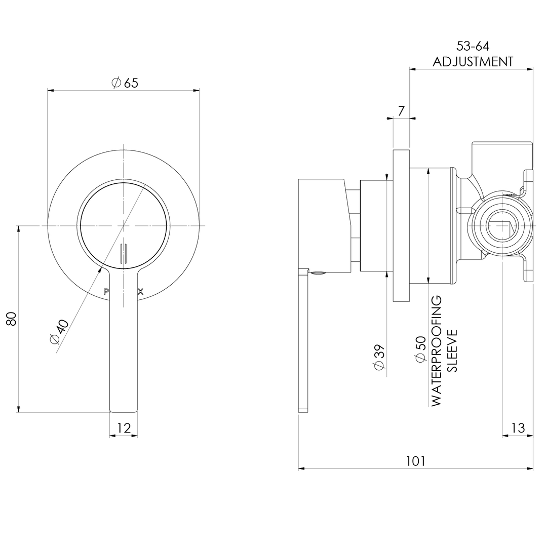 Phoenix Lexi Mkii Switchmix Shower / Wall Mixer Fit-Off Kit Chrome