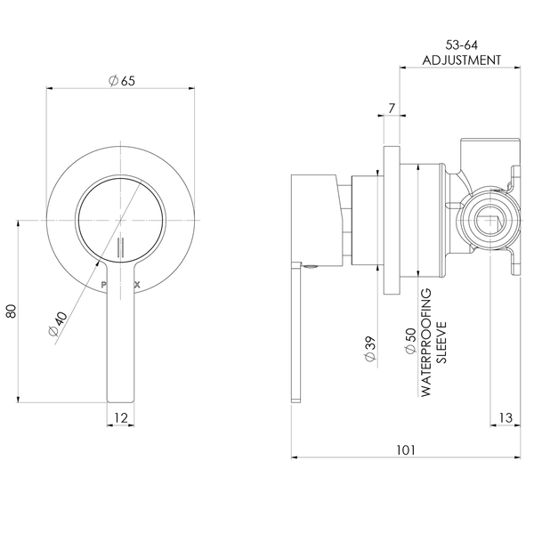 Phoenix Lexi Mkii Switchmix Shower / Wall Mixer Fit-Off Kit Chrome